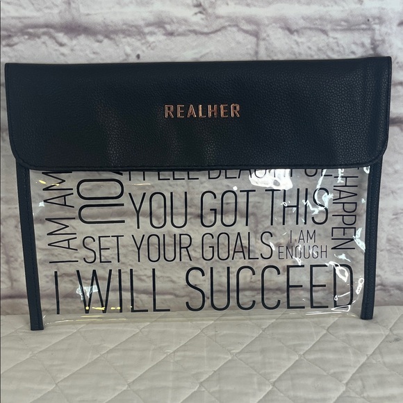 RealHer Handbags - RealHer Black and Transparent Motivational Clutch